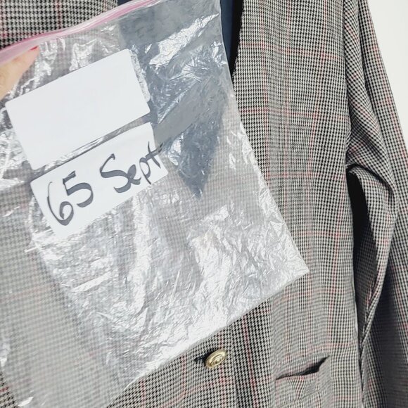 Carroll Reed Women's Vintage Red Tan Black Check V-Neck Button Front Blazer 12 - Picture 11 of 11